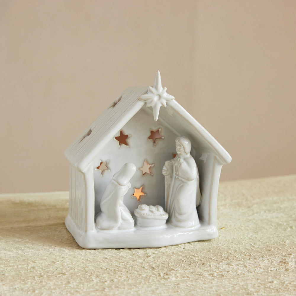 XS8298 Stoneware Nativity Tealight Holder