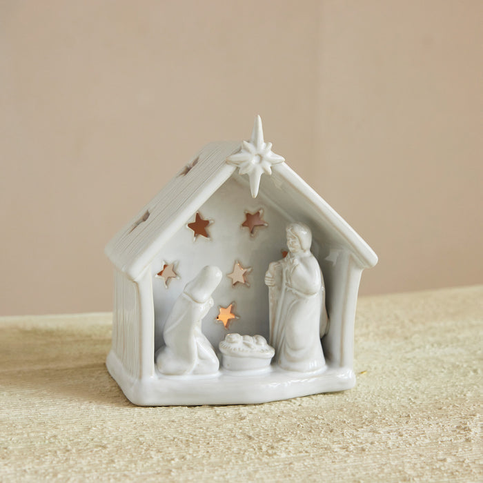 XS8298 Stoneware Nativity Tealight Holder