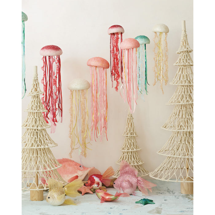 Hanging Foam Jellyfish with Ribbon Tentacles, Glitter, Sequins & Beads