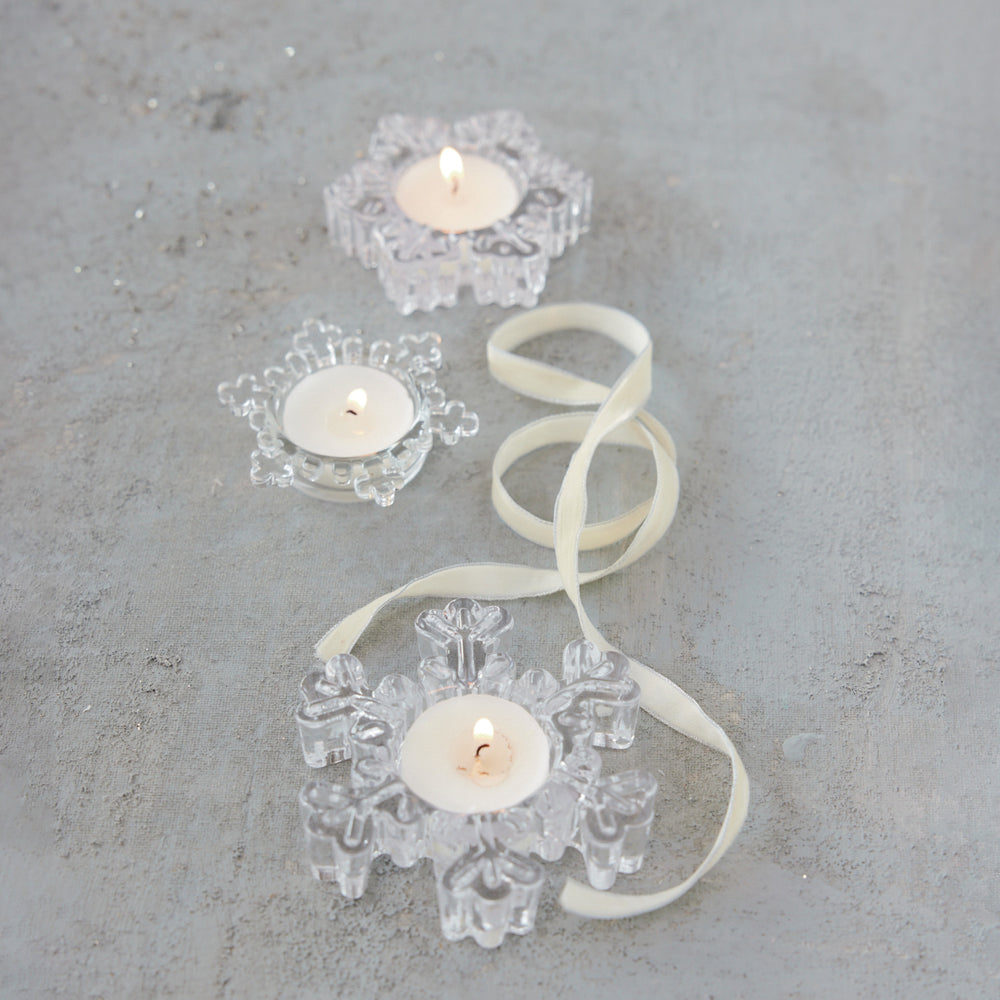 XT1492 S/3 Glass Snowflake Shaped Tealight Holders 070