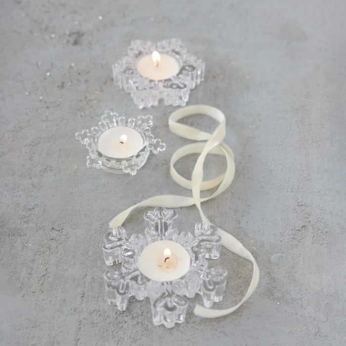 XT1492 S/3 Glass Snowflake Shaped Tealight Holders 070