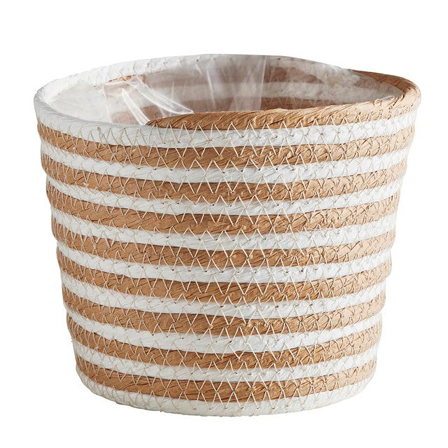 Cream striped lined Baskets (Plastic lined)
