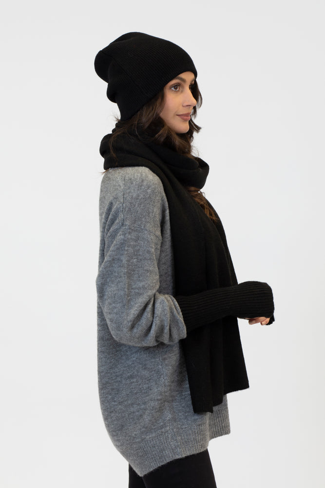 Ribbed Slouchy Hat Black