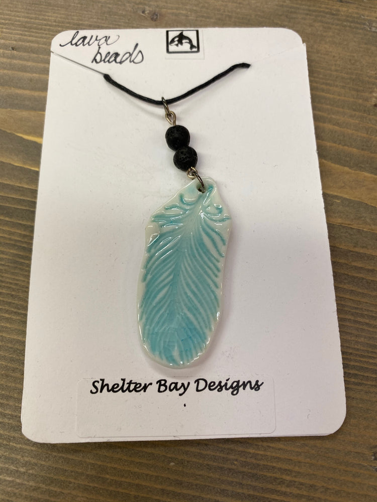 Feather pottery necklace