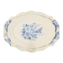 Blue floral platters