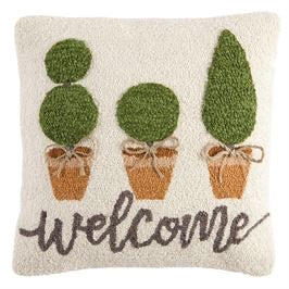 Topiary Wool Hooked Pillow