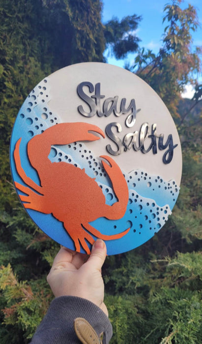Stay Salty Crab Sign 12”