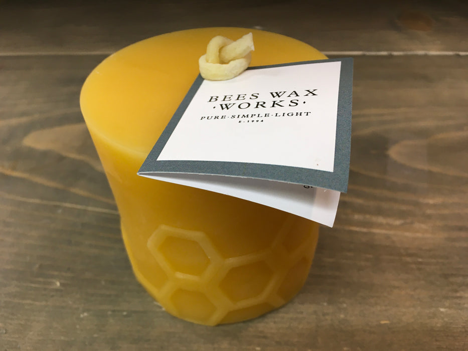 Hexagon bees wax candle 3”