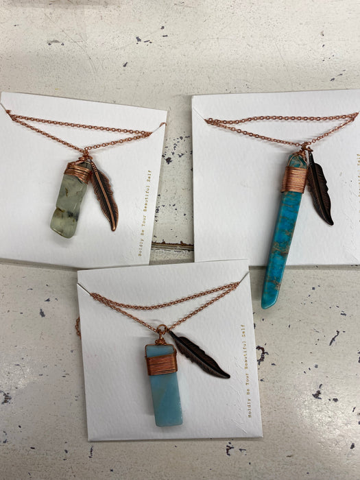 Naked Sage Crystal, quartz, amazonite, jasper, prehnite  and Copper Necklace