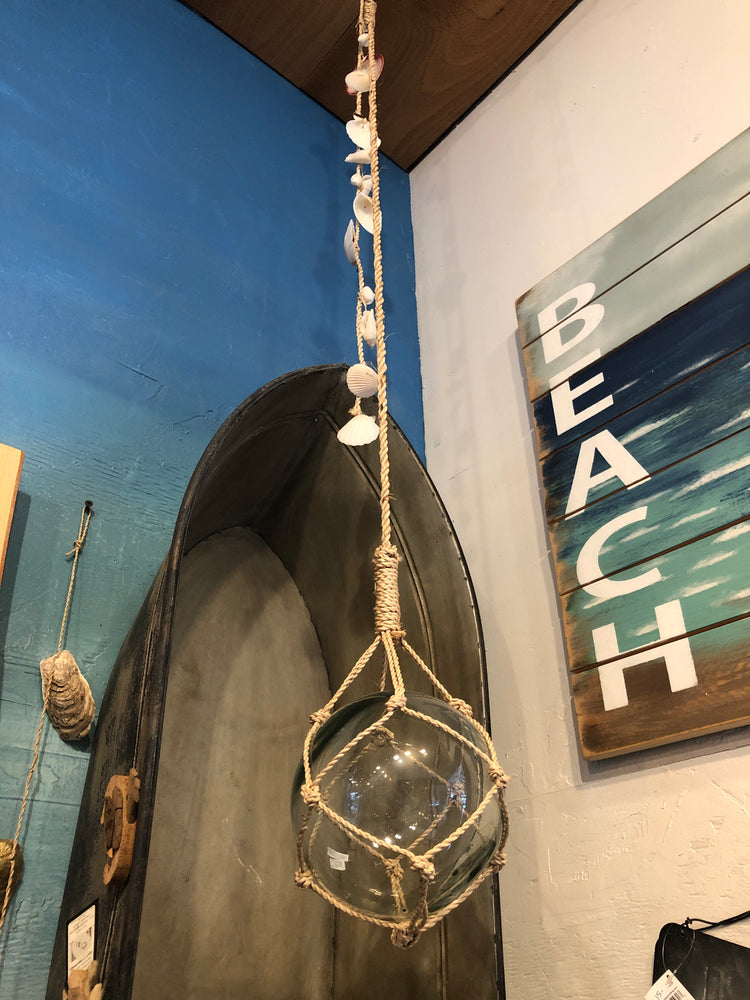 Large Glass Float with rope/shells
