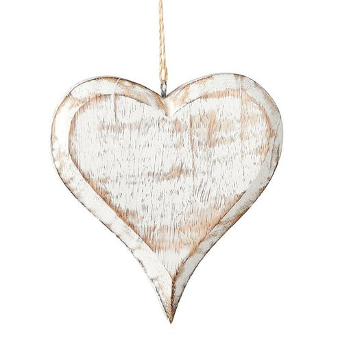 White Wood carved Heart