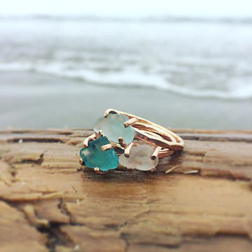 Barkley Sea glass stacker rings  Rose Gold/Gold or Silver